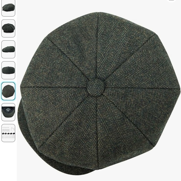 Men's 8 Panel Wool Blend Newsboy Flat Cap Herringbone Tweed Hat - Picture 5 of 6